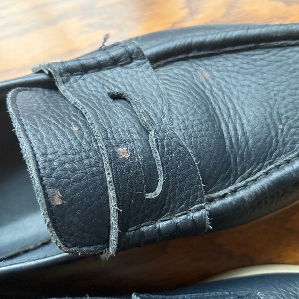 Zara Boys Navy Leather Loafers - Picture 2 of 5